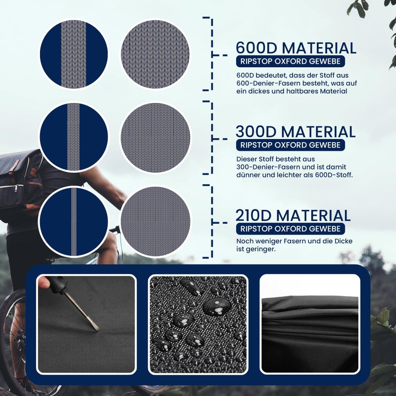 TeamObsidian Bike Cover - Outdoor Bike Storage, Bicycle Transportation or Travel Covers - Waterproof eBike Protection - For 1 to 3 Bikes - Heavy Duty Ripstop 300D Oxford Material - Image 2